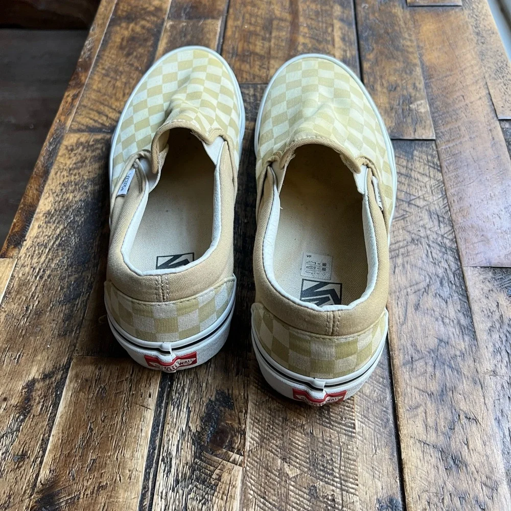 Vans Tan Checkerboard Slip-On Sneakers - Picture 4 of 5
